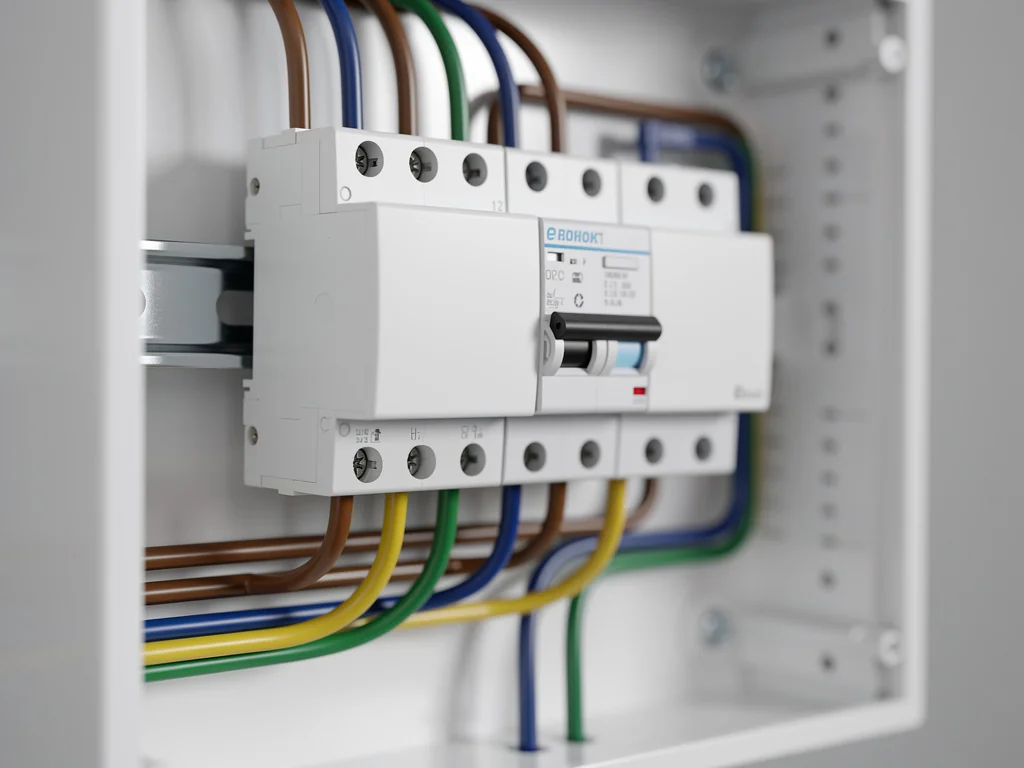 Tableau électrique avec ligne dédiée et protections pour une borne de recharge